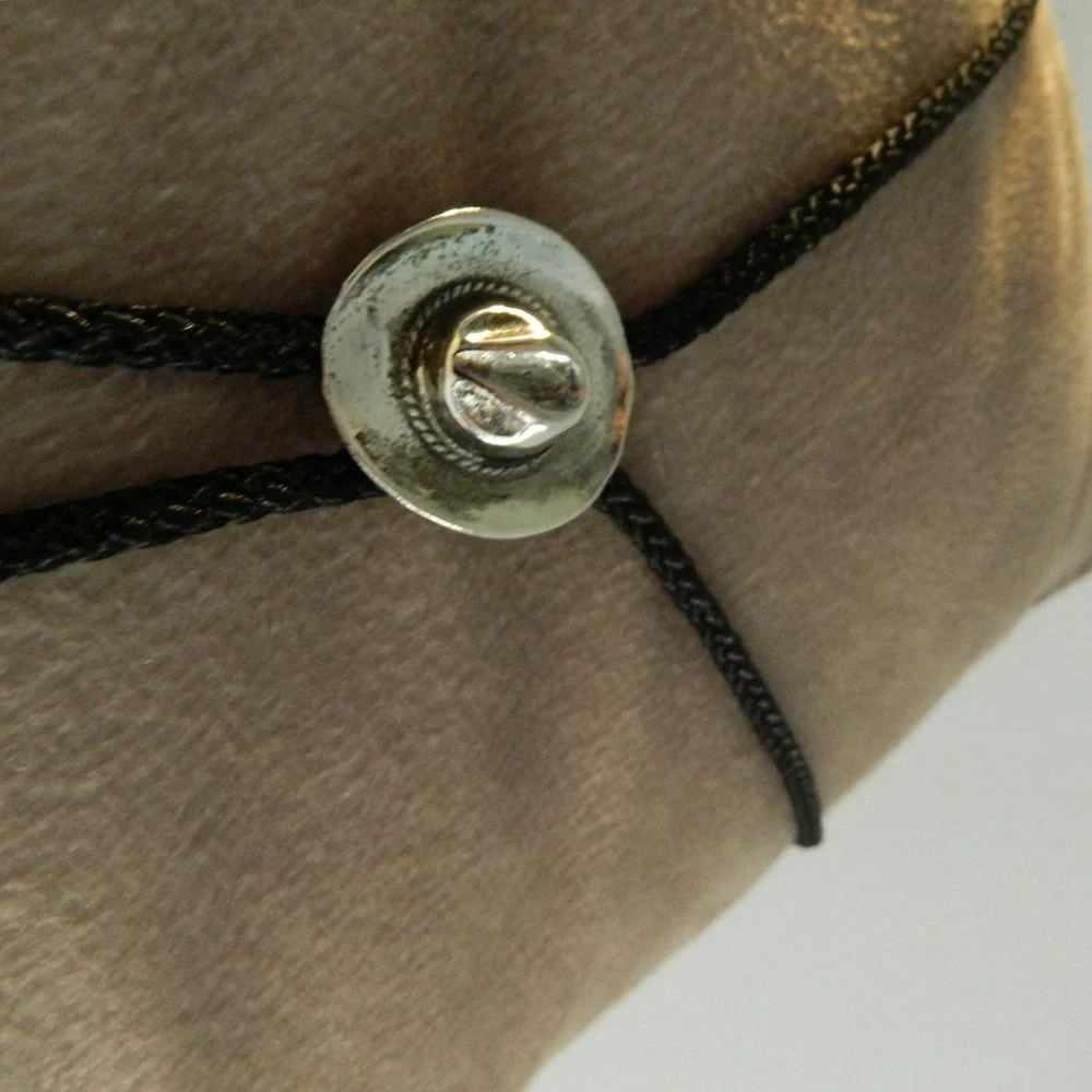 Unbranded Bolo Tie Men Black Silver Cowboy Hat Slide Western Americana Stetson